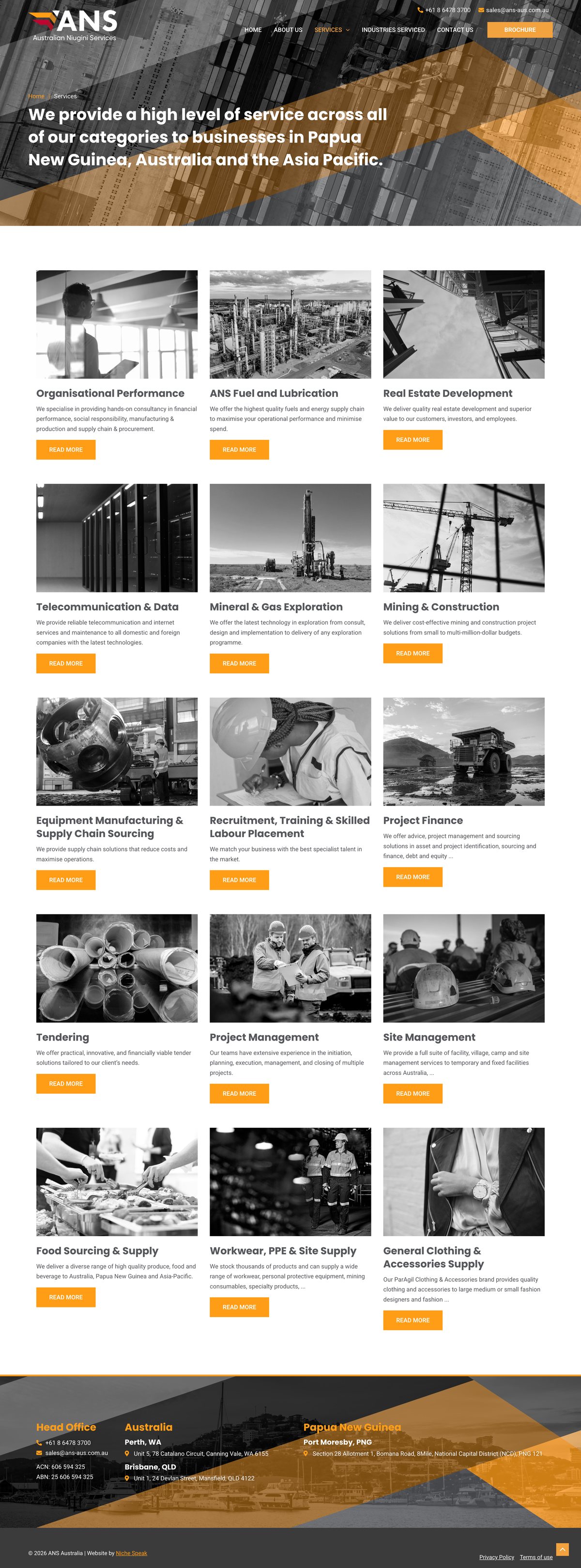 Services. Every category, from fuel to real estate development.