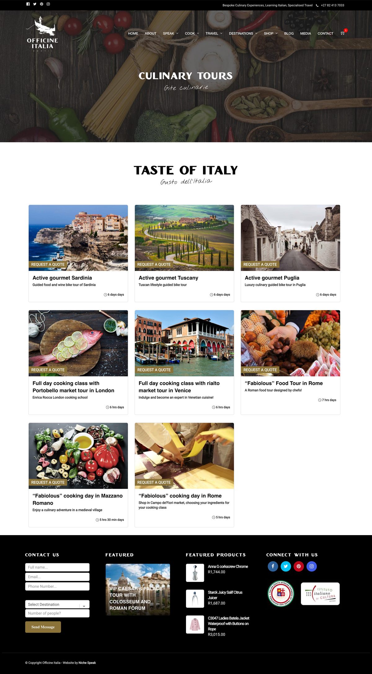 Culinary tours. Taste of Italy, region by region.