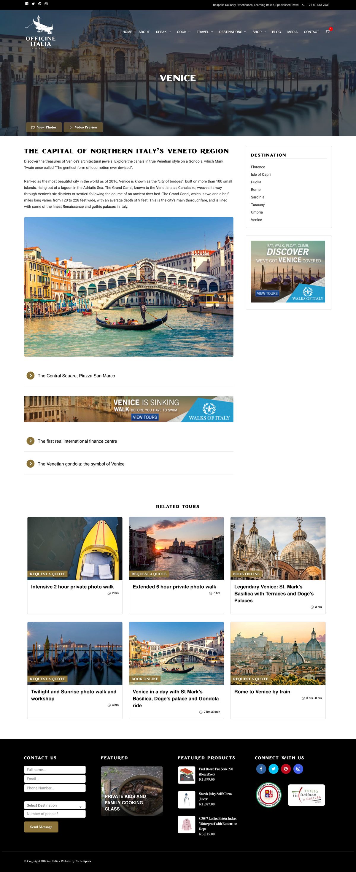 Venice. One of the destination pages, photos and video.