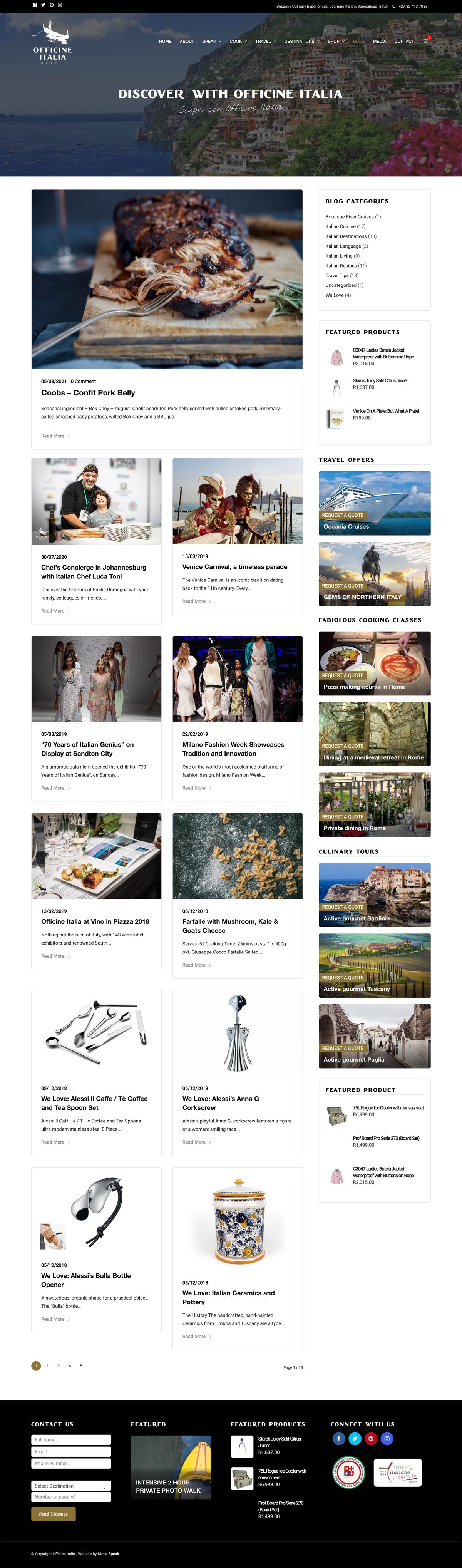 Blog. Italian cuisine, destinations, recipes, travel tips.