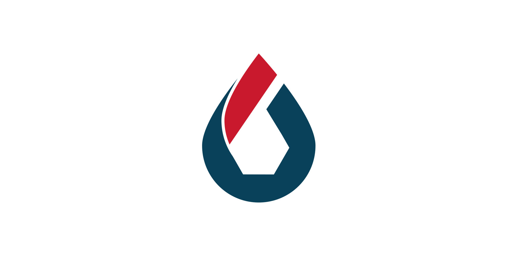 The Oiltech Systems monogram: an oil drop split into navy and red halves.