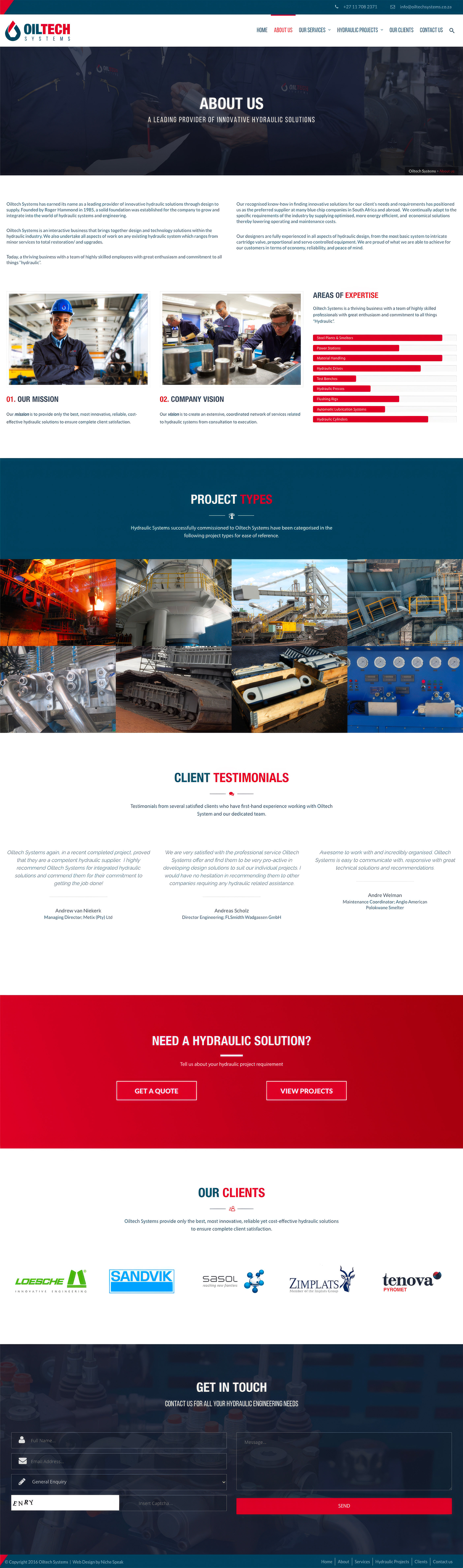 About. Company history and areas of expertise.