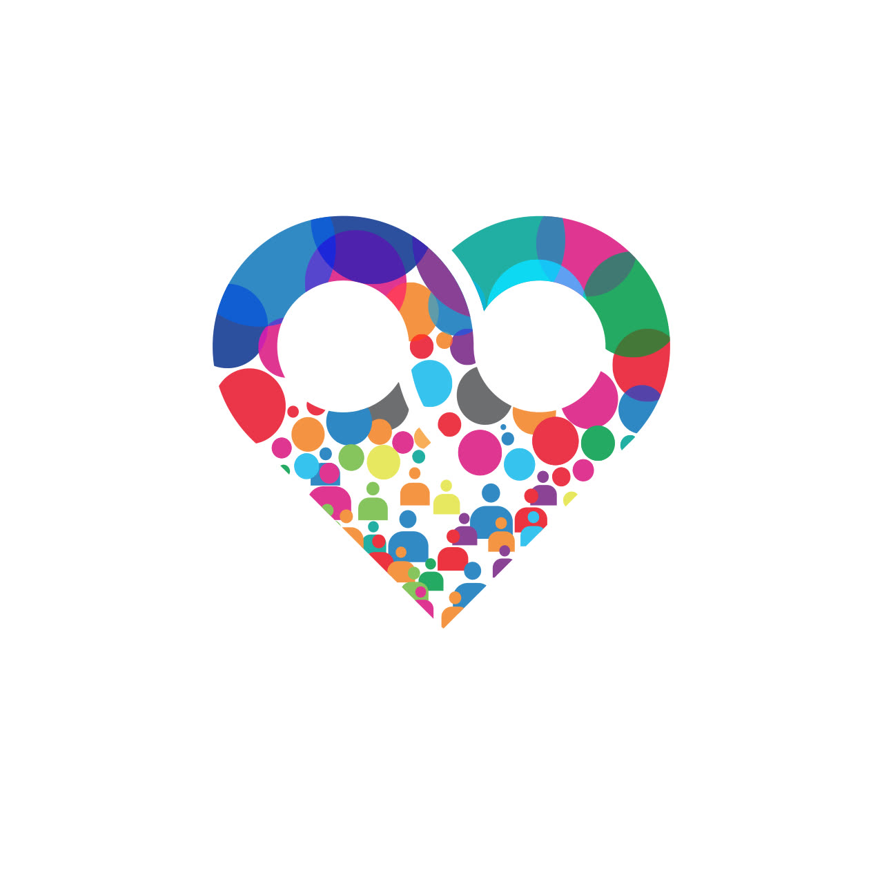 The Social Link heart mark on its own: clustered dots in many colours forming a heart.