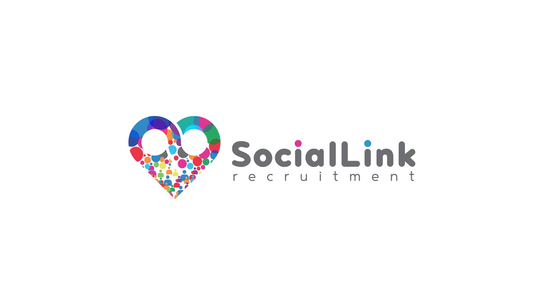 The Social Link Recruitment lockup: a heart of clustered figure-circles beside the wordmark.