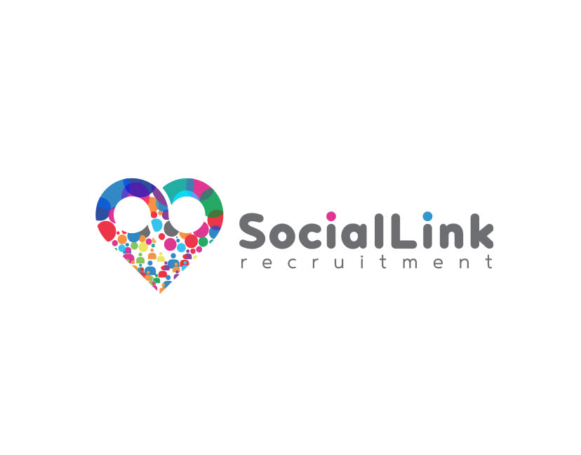 The Social Link Recruitment lockup: a multicoloured heart of clustered dots beside the wordmark.