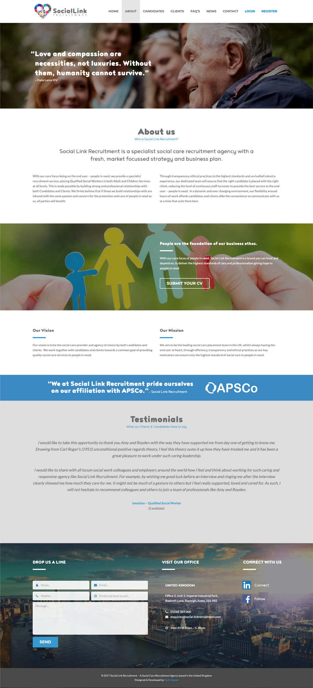 About. Mission, testimonials, APSCo partnership.