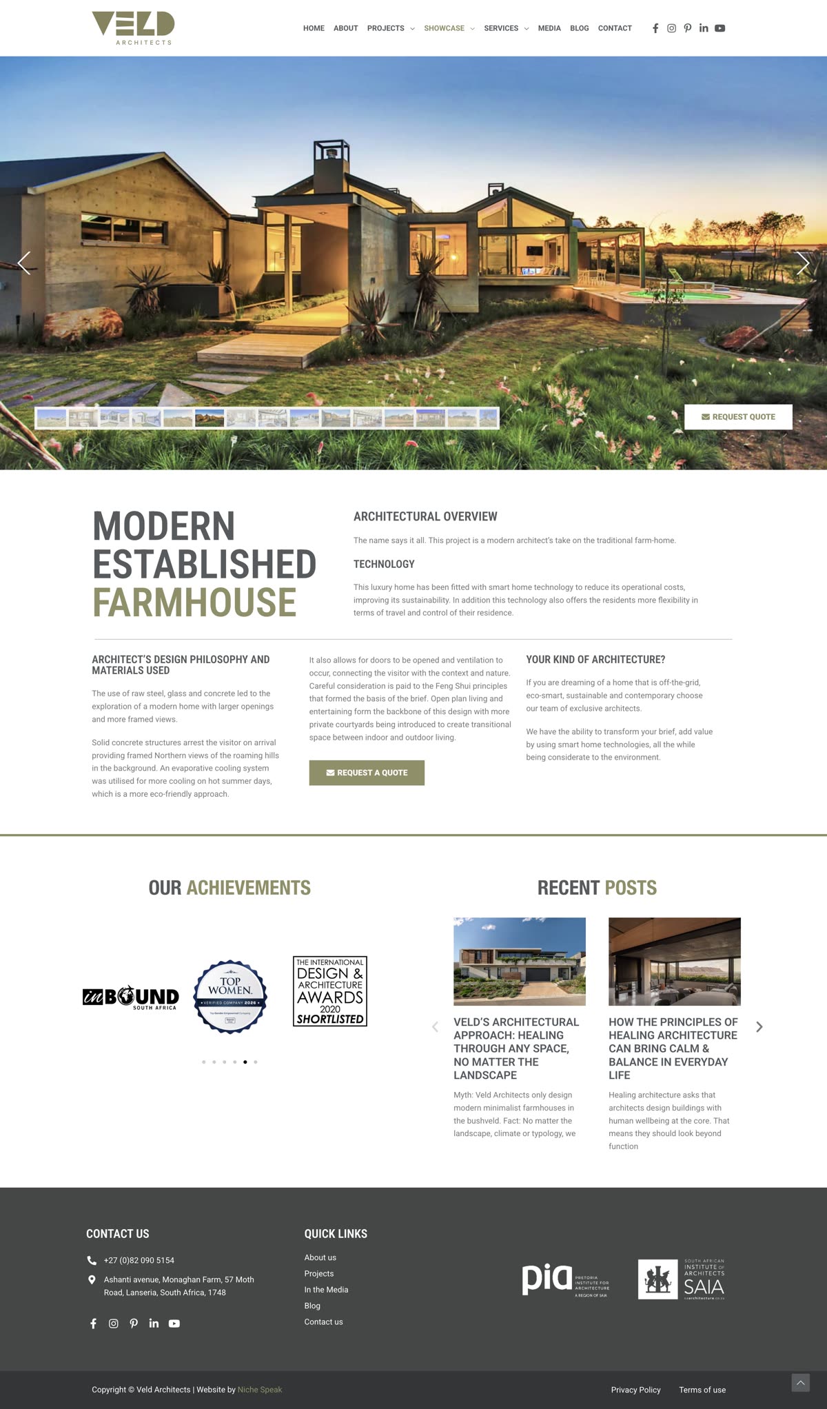 Modern Established Farmhouse. Golden-hour hero.